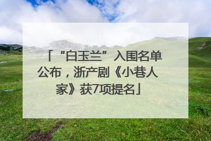 “白玉兰”入围名单公布，浙产剧《小巷人家》获7项提名