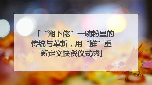 “湘下佬”一碗粉里的传统与革新，用“鲜”重新定义快餐仪式感