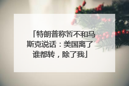 特朗普称暂不和马斯克说话：美国离了谁都转，除了我