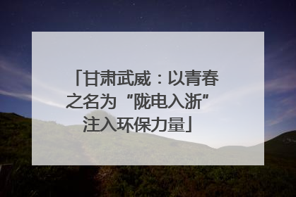 甘肃武威：以青春之名为“陇电入浙”注入环保力量