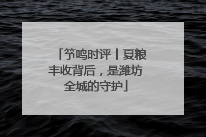 筝鸣时评丨夏粮丰收背后，是潍坊全城的守护