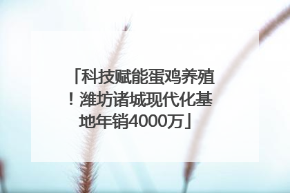 科技赋能蛋鸡养殖！潍坊诸城现代化基地年销4000万