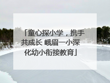 童心探小学，携手共成长 峨眉一小深化幼小衔接教育