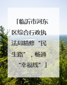 临沂市河东区综合行政执法局精修“民生路”，畅通“幸福线”