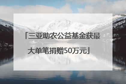 三亚助农公益基金获最大单笔捐赠50万元