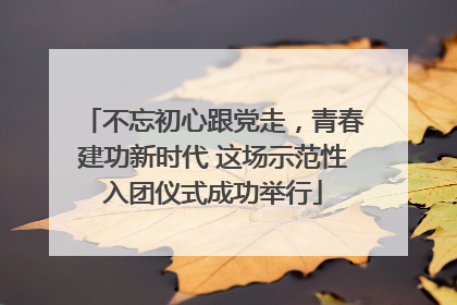 不忘初心跟党走，青春建功新时代 这场示范性入团仪式成功举行