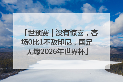 世预赛｜没有惊喜，客场0比1不敌印尼，国足无缘2026年世界杯
