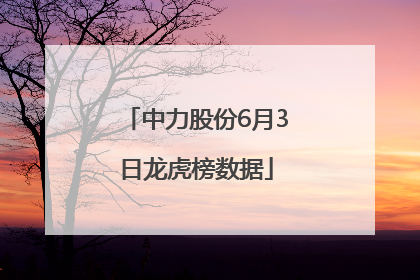 中力股份6月3日龙虎榜数据