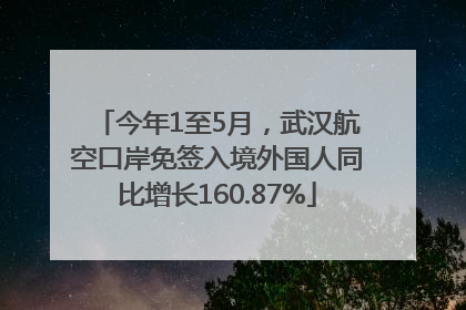 今年1至5月，武汉航空口岸免签入境外国人同比增长160.87%