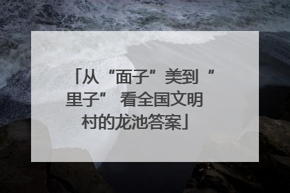 从“面子”美到“里子” 看全国文明村的龙池答案