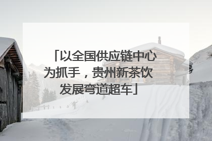 以全国供应链中心为抓手，贵州新茶饮发展弯道超车