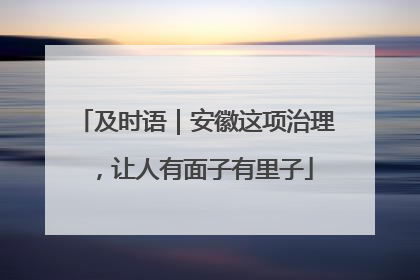 及时语｜安徽这项治理，让人有面子有里子