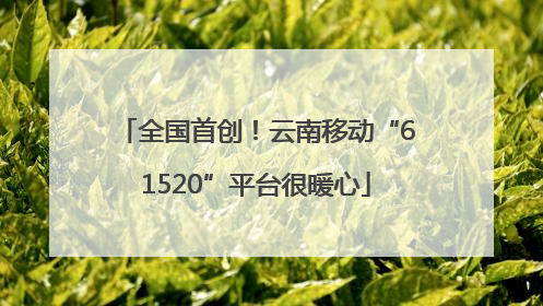 全国首创！云南移动“61520”平台很暖心