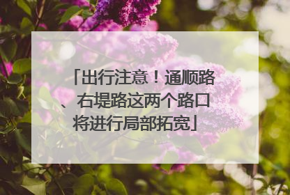 出行注意！通顺路、右堤路这两个路口将进行局部拓宽