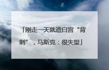 刚走一天就遭白宫“背刺”，马斯克：很失望