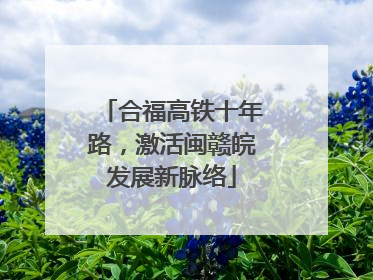 合福高铁十年路，激活闽赣皖发展新脉络