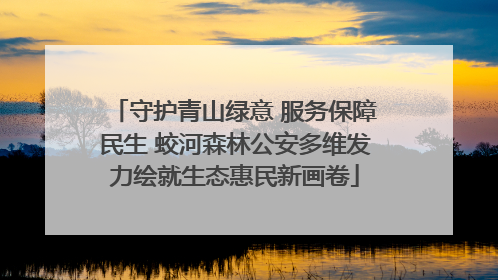 守护青山绿意 服务保障民生 蛟河森林公安多维发力绘就生态惠民新画卷