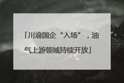 川渝国企“入场”，油气上游领域持续开放
