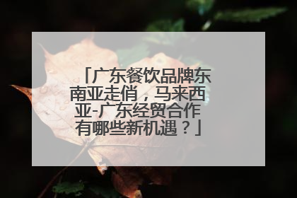 广东餐饮品牌东南亚走俏，马来西亚-广东经贸合作有哪些新机遇？