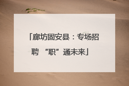廊坊固安县：专场招聘 “职”通未来