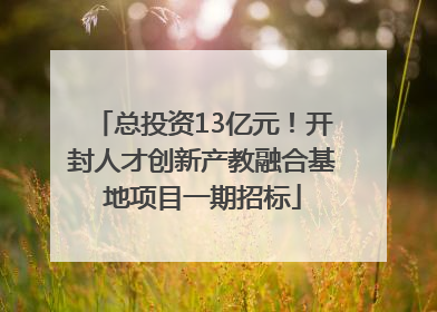 总投资13亿元！开封人才创新产教融合基地项目一期招标