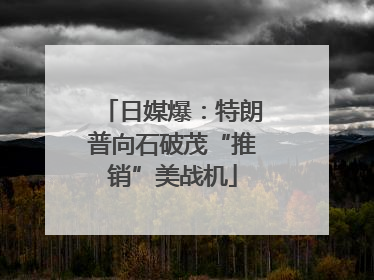 日媒爆：特朗普向石破茂“推销”美战机