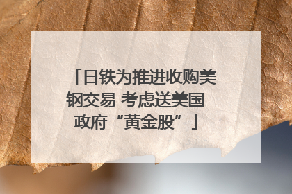 日铁为推进收购美钢交易 考虑送美国政府“黄金股”