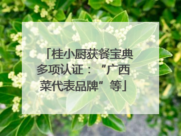 桂小厨获餐宝典多项认证：“广西菜代表品牌”等