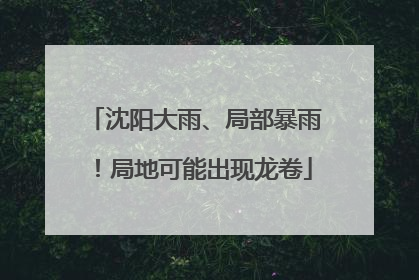 沈阳大雨、局部暴雨！局地可能出现龙卷