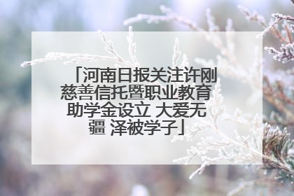 河南日报关注许刚慈善信托暨职业教育助学金设立 大爱无疆 泽被学子