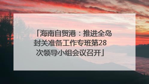 海南自贸港：推进全岛封关准备工作专班第28次领导小组会议召开