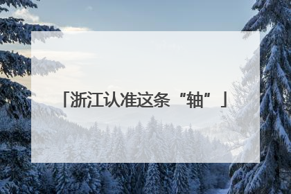 浙江认准这条“轴”