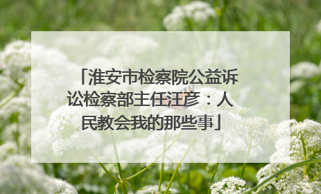 淮安市检察院公益诉讼检察部主任汪彦：人民教会我的那些事