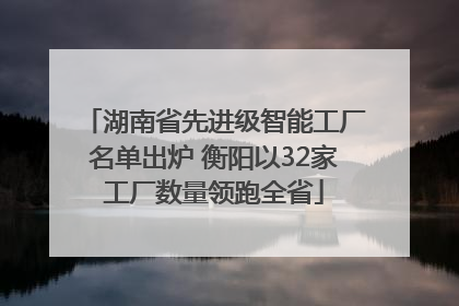 湖南省先进级智能工厂名单出炉 衡阳以32家工厂数量领跑全省