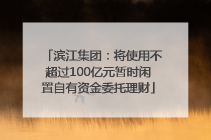 滨江集团：将使用不超过100亿元暂时闲置自有资金委托理财