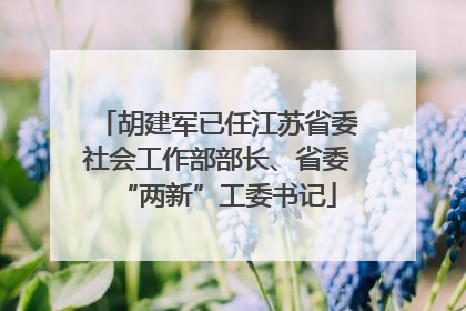 胡建军已任江苏省委社会工作部部长、省委“两新”工委书记