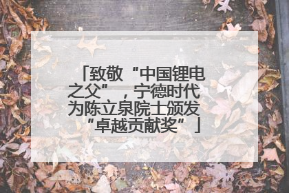 致敬“中国锂电之父”，宁德时代为陈立泉院士颁发“卓越贡献奖”