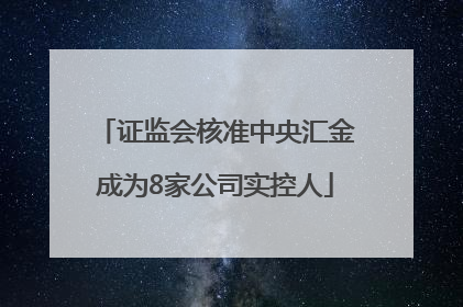 证监会核准中央汇金成为8家公司实控人