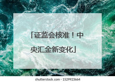 证监会核准！中央汇金新变化