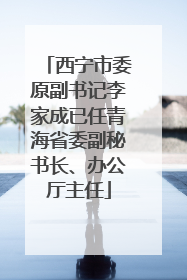 西宁市委原副书记李家成已任青海省委副秘书长、办公厅主任
