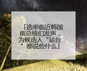 选举临近韩国前总统们发声，为候选人“站台”都说些什么