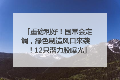 重磅利好！国常会定调，绿色制造风口来袭！12只潜力股曝光