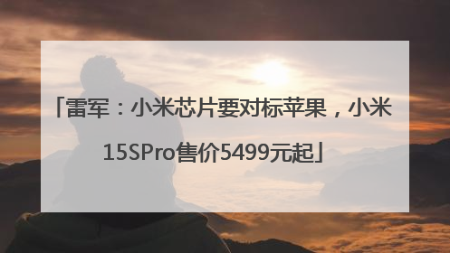 雷军：小米芯片要对标苹果，小米15SPro售价5499元起