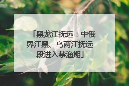 黑龙江抚远：中俄界江黑、乌两江抚远段进入禁渔期